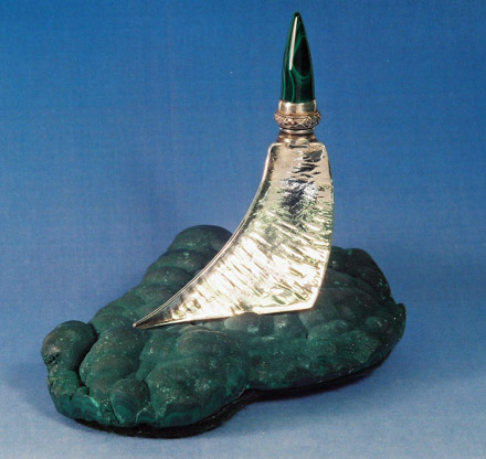 Fold Formed Perfume Bottle on Malachite by Brad Smith